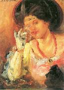 Lovis Corinth Dame mit Weinglas oil on canvas
